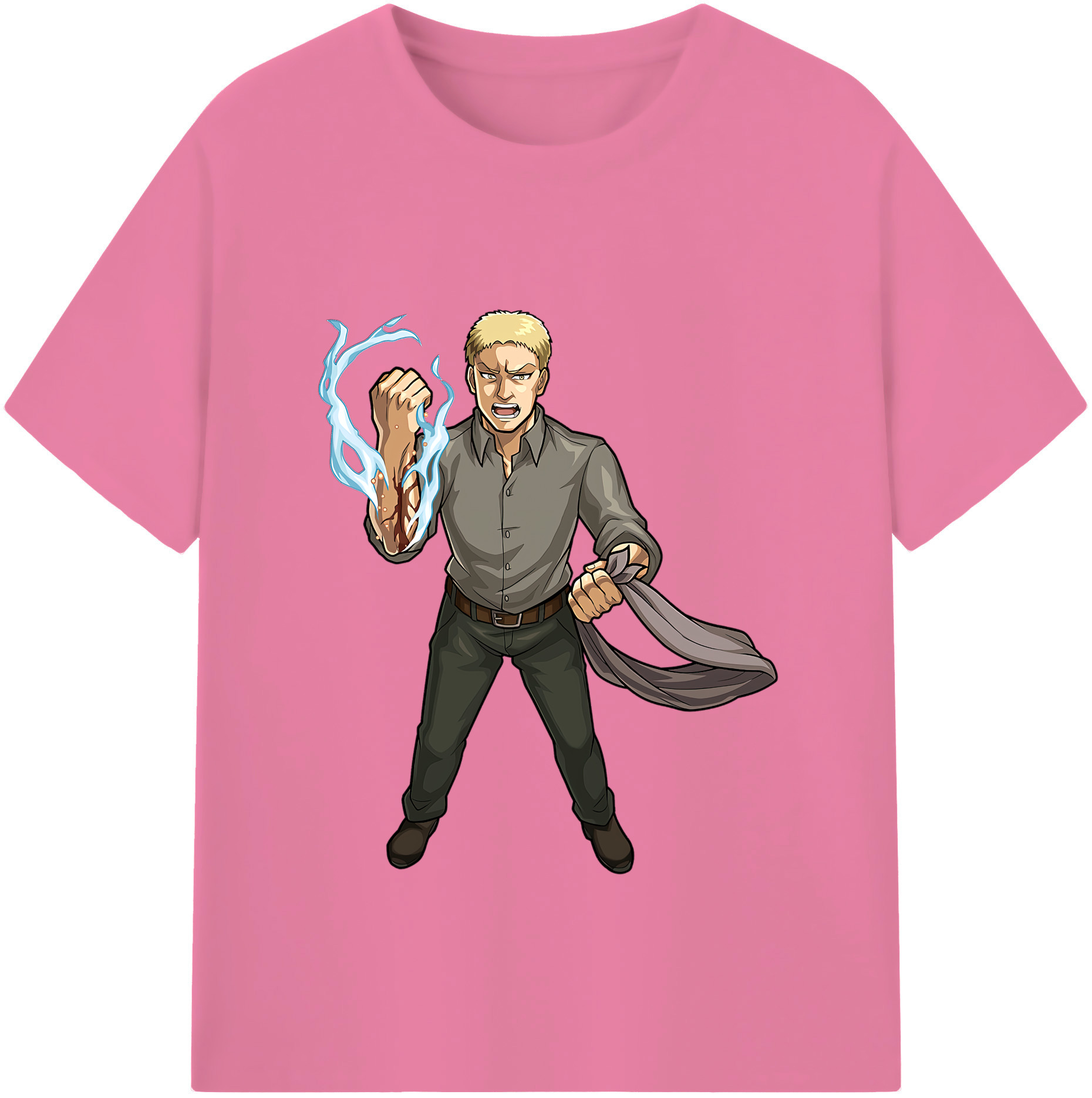 （画像用） 進撃の巨人 ライナー・ブラウン Attack on Titan Reiner Braun 綿100％半袖Tシャツ（フロントプリント）